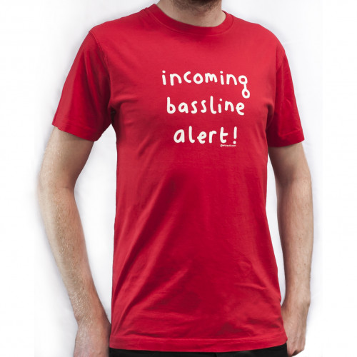 Mens Red 'Incoming Bassline Alert' T-Shirt - 